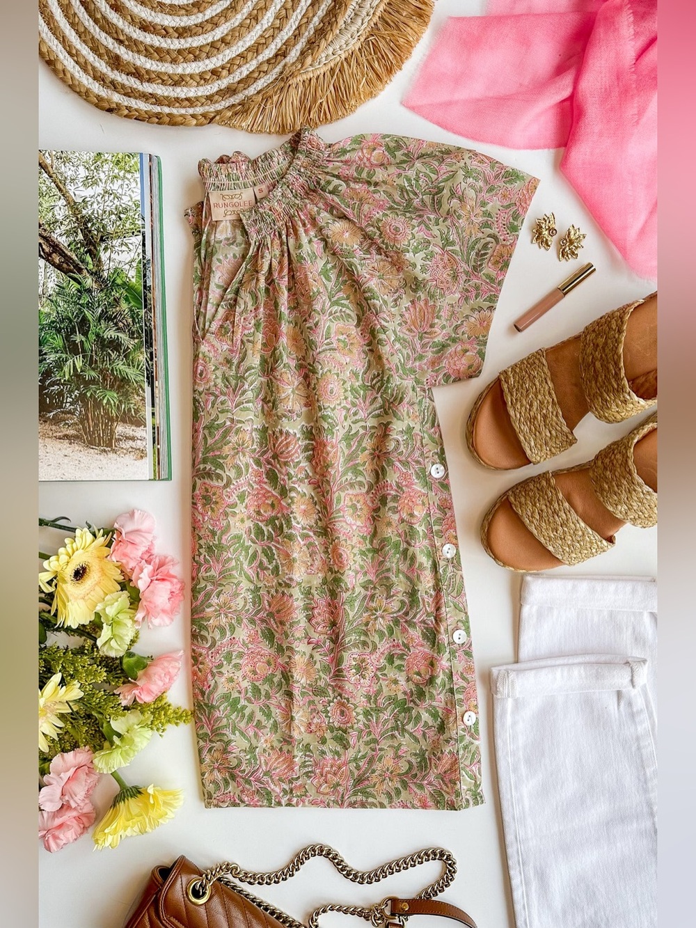 Rungolee Savannah Cotton Blouse Pia Floral Short Sleeve Top XS $195